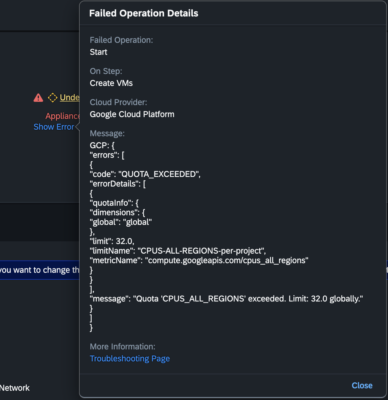 Erreur de quota CPU dans SAP CAL