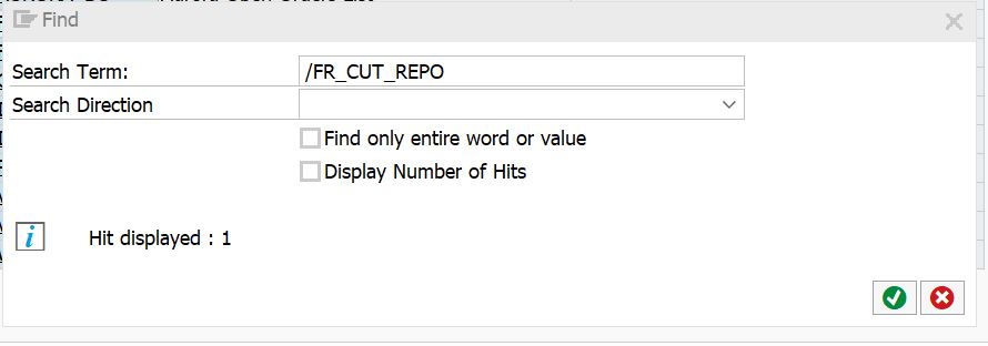 Layout name entered in search field
